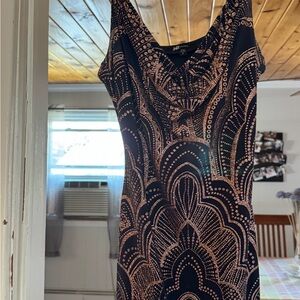 Elegant Blue and Gold Patterned Dress